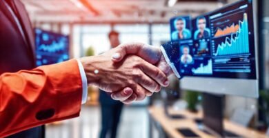 Crecimiento financiero en oficina moderna