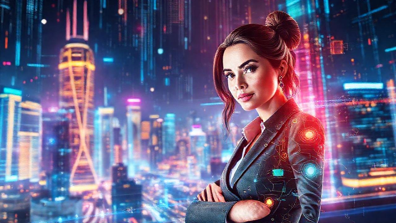 Ciudad futurista digitalmente vibrante y dinámica