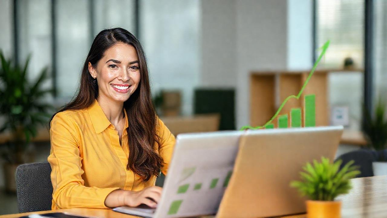 Mujer invierte con éxito y optimismo