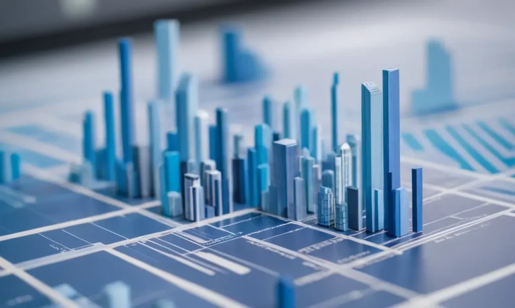 Patrones geométricos modernos en azul y gris representan la integración de datos y automatización