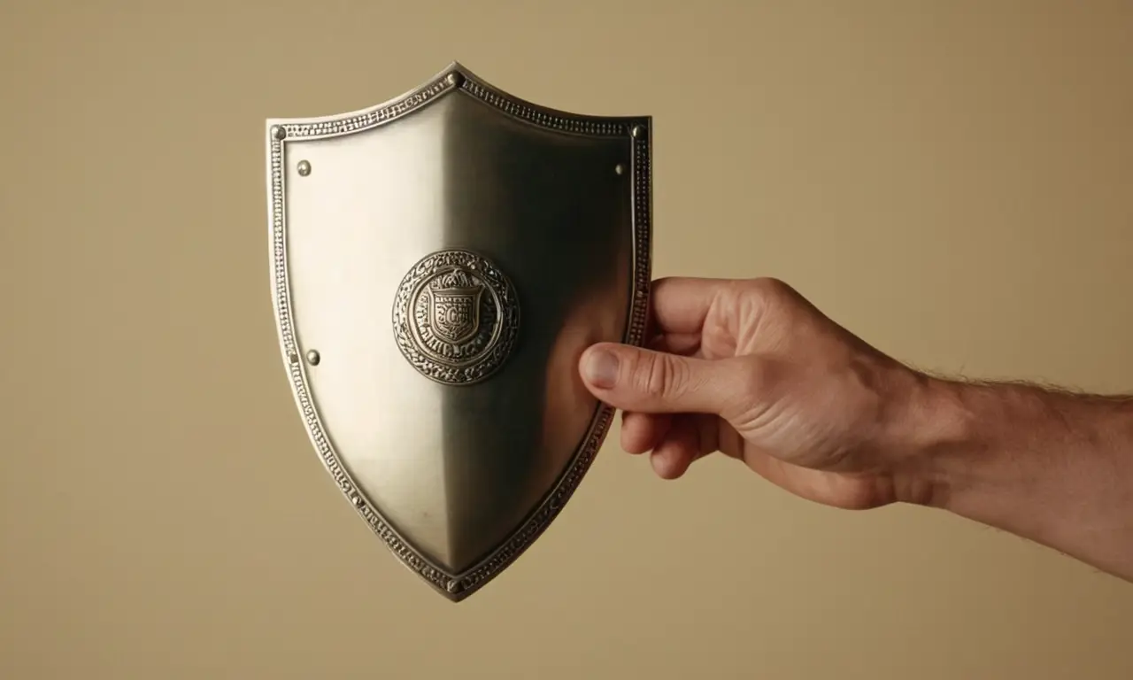 Papel pintado muestra una mano segura guiando un escudo de seguros