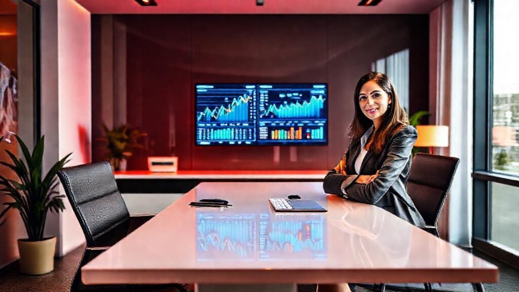 Una ejecutiva moderna trabaja con diseño digital