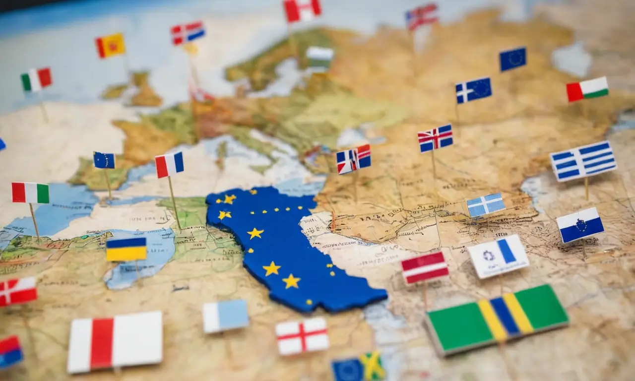 El papel pintado muestra banderas