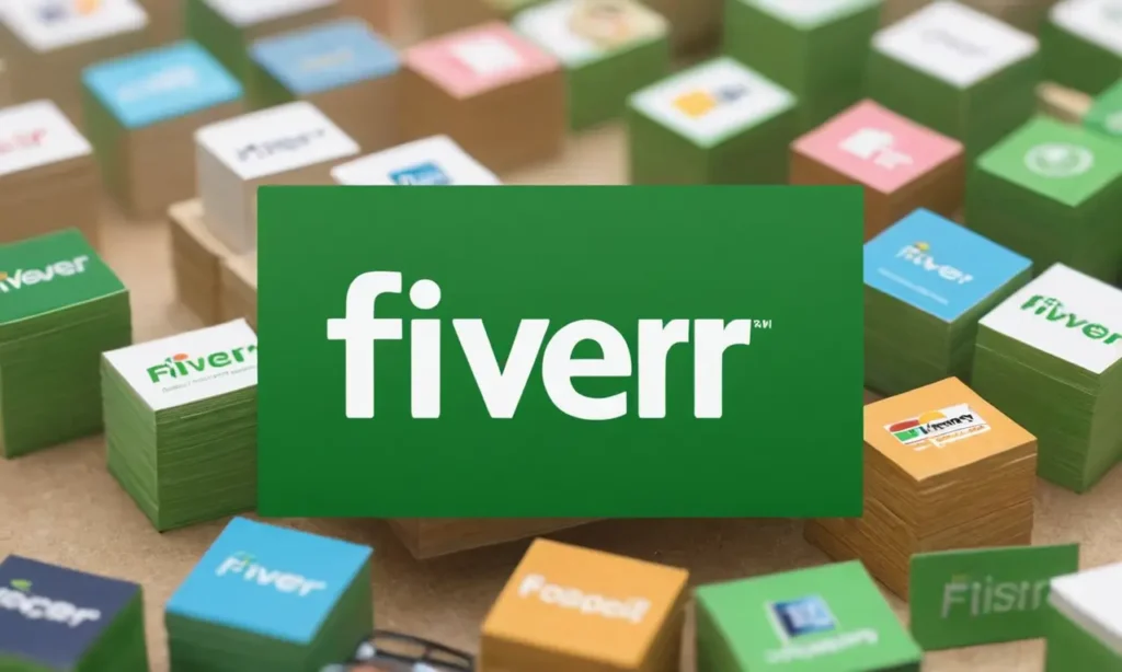 El papel pintado muestra logos de Fiverr y diseño sencillo