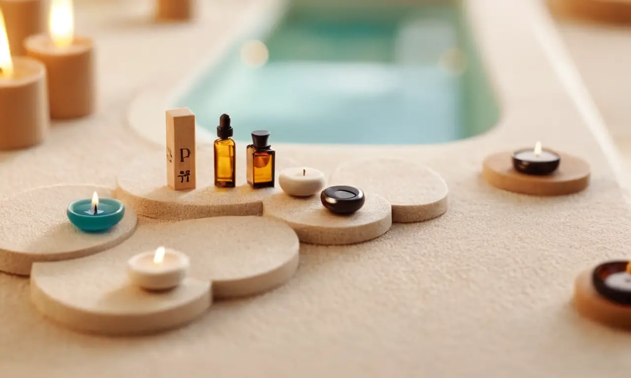 El diseño de papel pintado inspira negocios con iconos de spa y símbolos legales