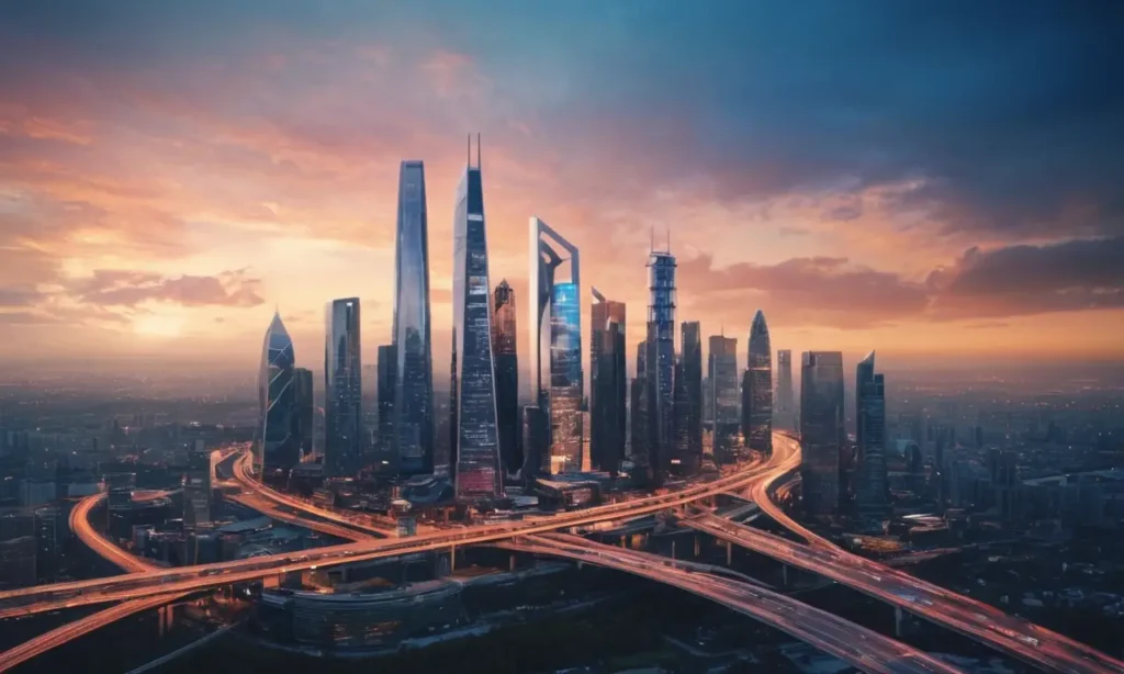 Ciudad futurista ideal para presentaciones de negocios