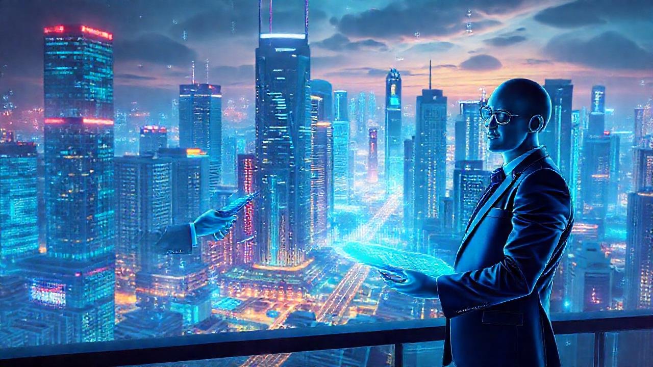 Ciudad futurista: inversión digital optimista