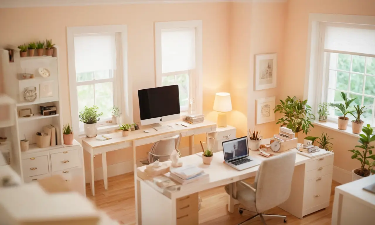 Un fondo relajante de espacio de trabajo en casa