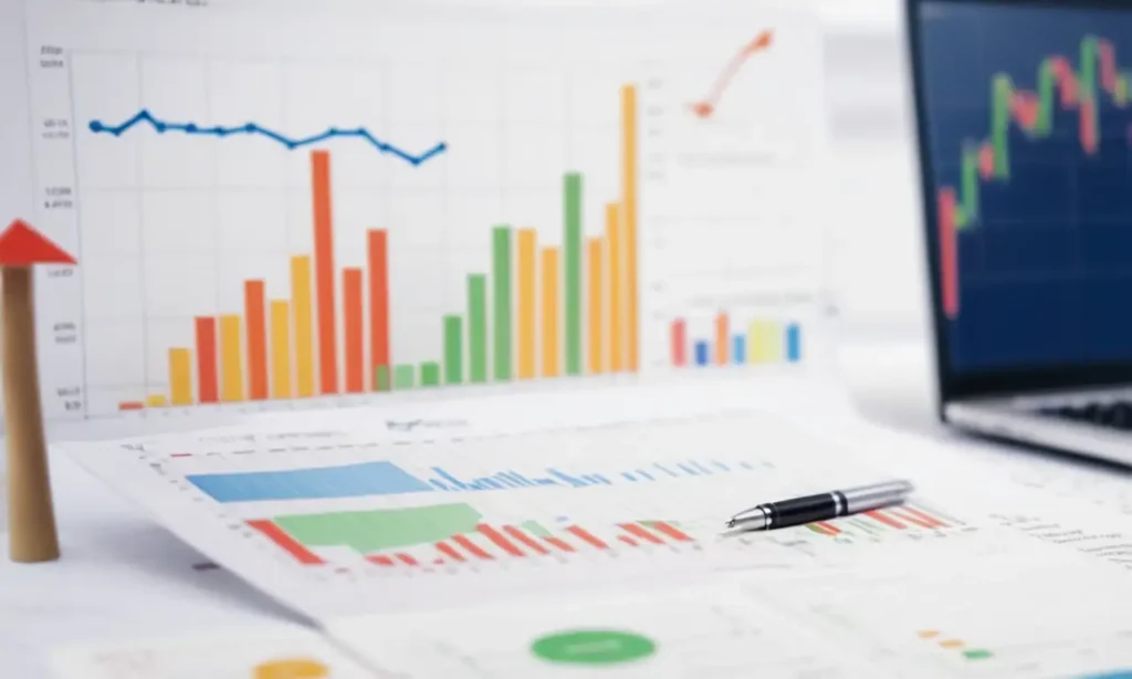 Paredes con gráficos de ETF que promueven la inversión inteligente