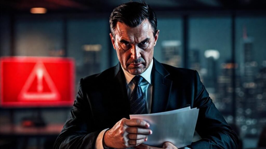 Un empresario serio enfrenta una crisis legal