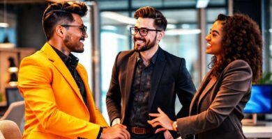 Un emprendedor moderno y confiado se reúne