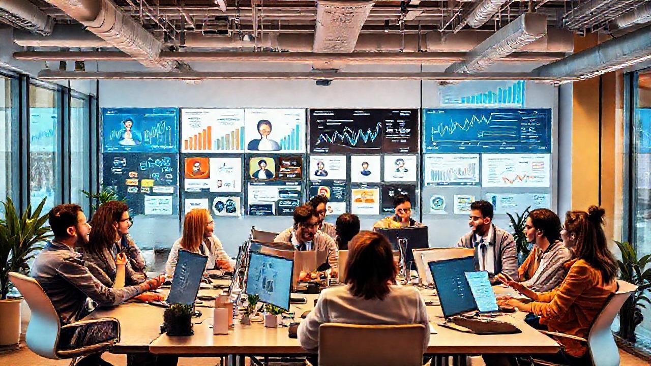 Oficina moderna, emprendedores y optimismo