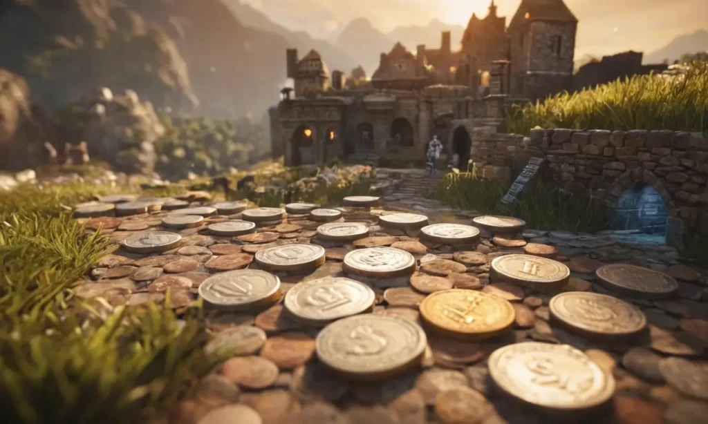 Paredes con gráficos de juego y guía de P2E