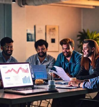 Una startup moderna vibra con energía