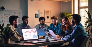 Una startup moderna vibra con energía