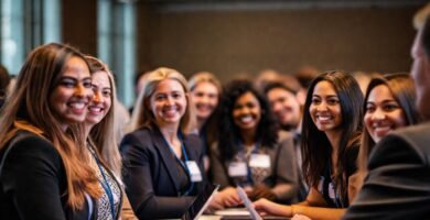 Redes profesionales vibrantes y optimistas