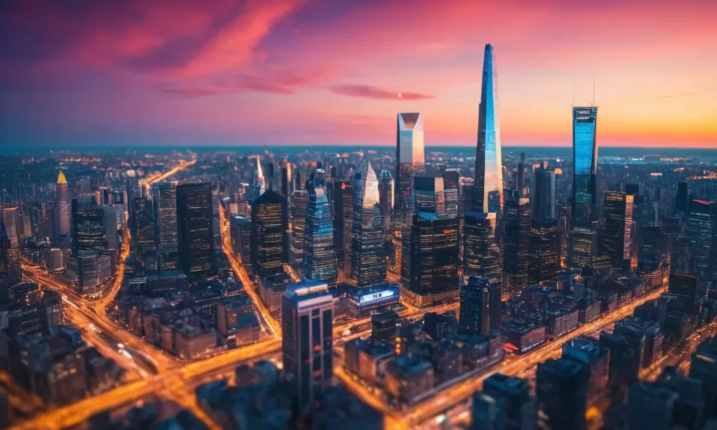 Fondos digitales con ciudad vibrante e ingresos pasivos de cripto