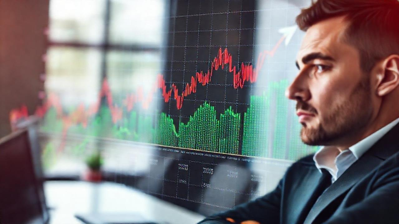 Gráfico bursátil dinámico muestra ganancias y pérdidas