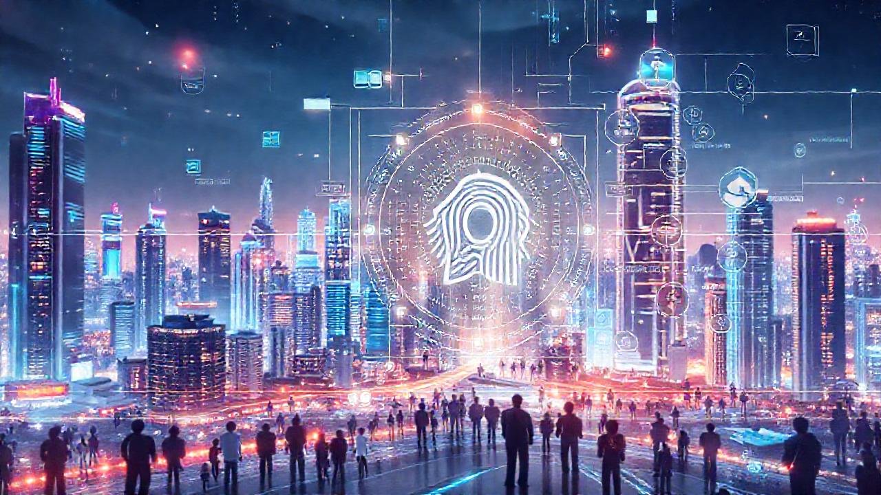 Ciudad futurista: tecnología segura y visual