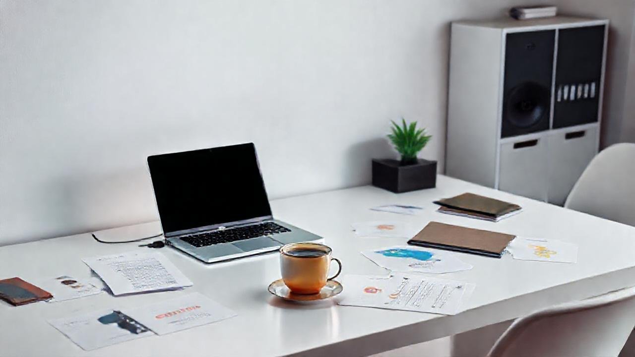 Emprendedor moderno trabaja con diseño limpio