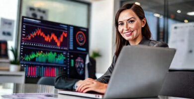 Una ejecutiva triunfa con datos visuales