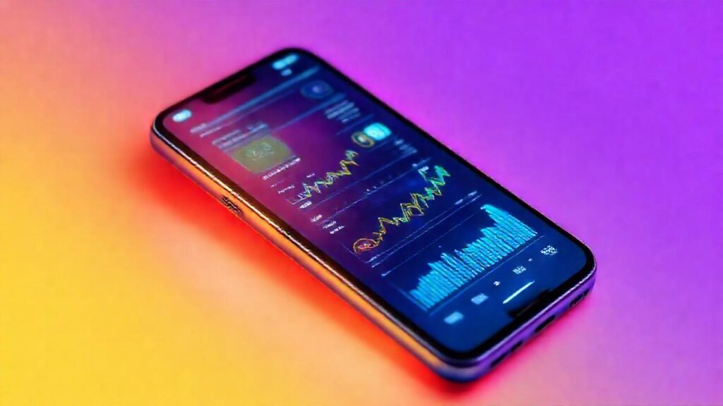 Smartphone digital muestra finanzas abstractas