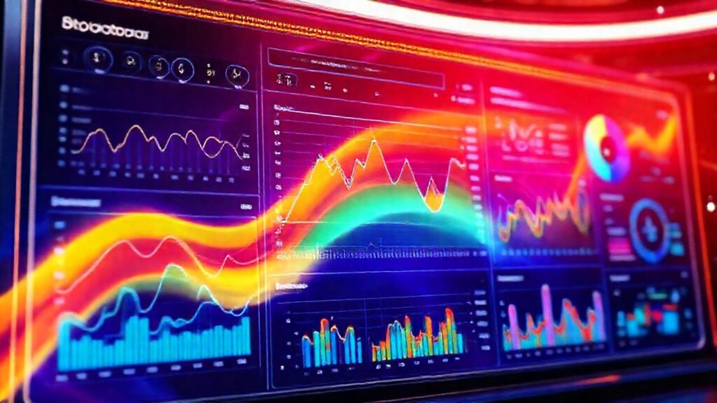 Un panel de control futurista visualiza datos