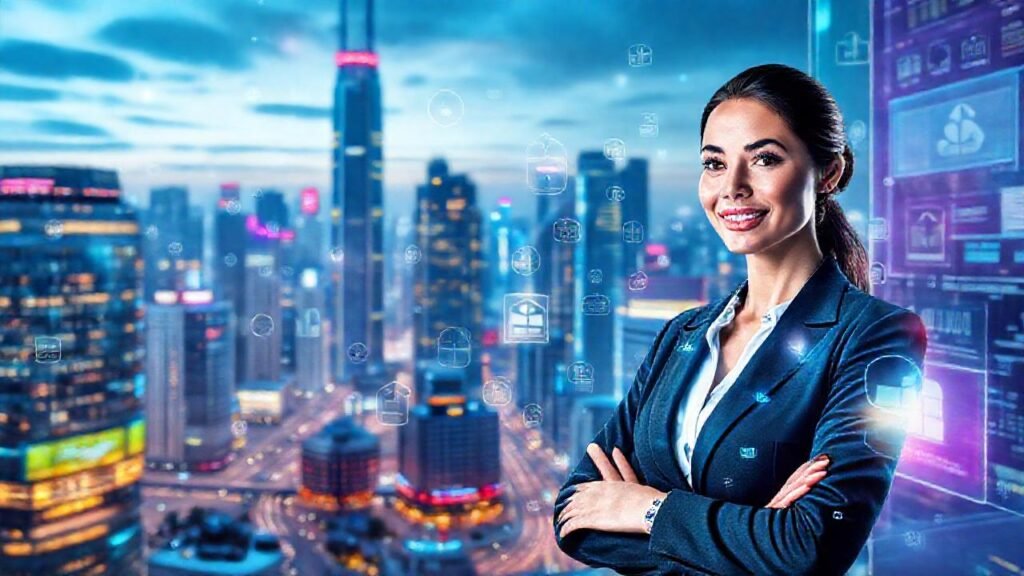 Una ciudad futurista irradia optimismo digital