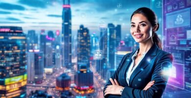 Una ciudad futurista irradia optimismo digital