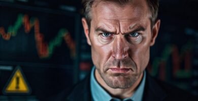 Gráficos financieros con advertencia y duda