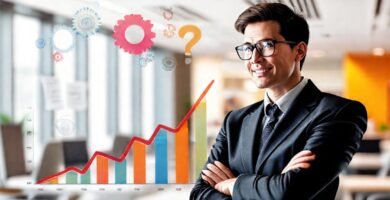 Éxito empresarial visualmente optimista y profesional