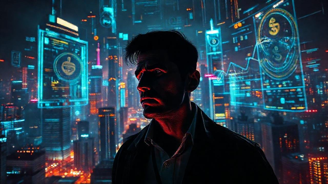 Ciudad futurista refleja ansiedad financiera digital