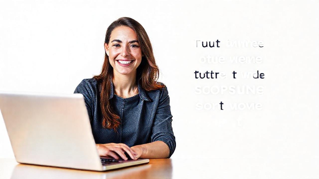 Mujer sonríe, aprende y crece online