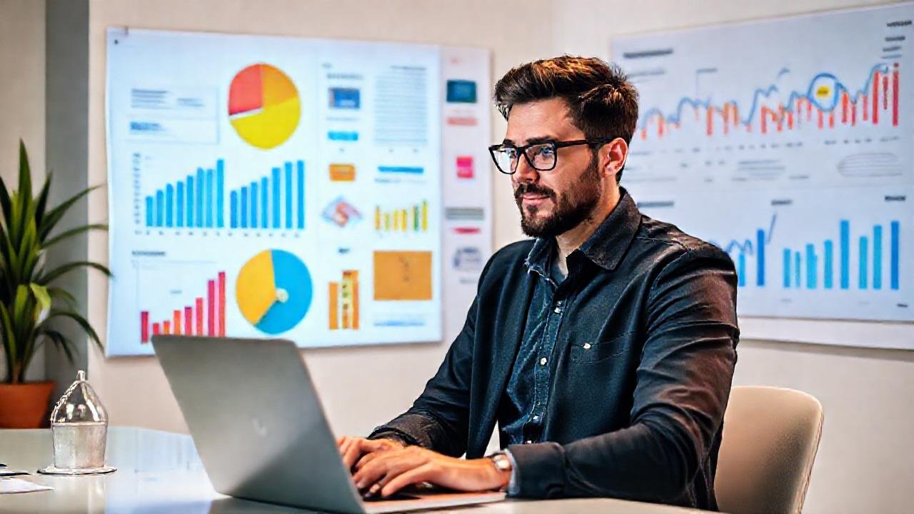 El emprendedor analiza datos para el éxito