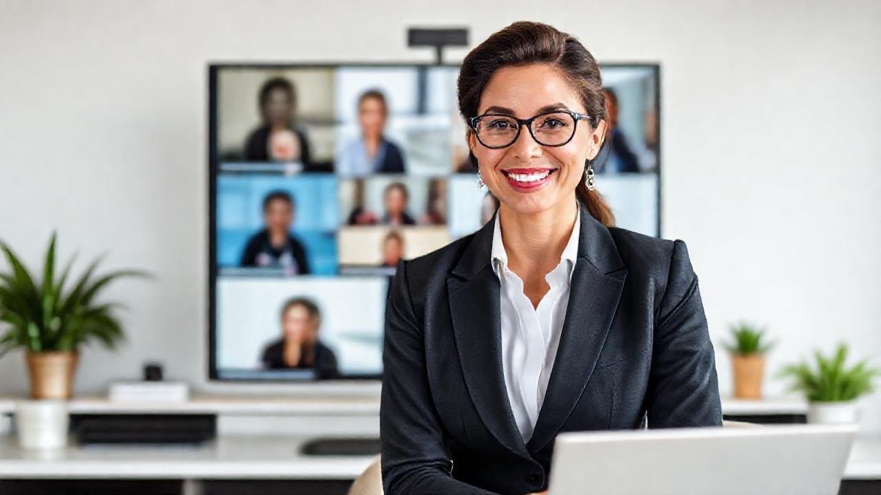 Una empresaria profesional ofrece un webinar atractivo