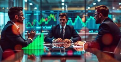 Gráficos financieros profesionales iluminan inversiones serias