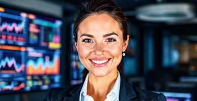 Una mujer profesional transmite innovación moderna