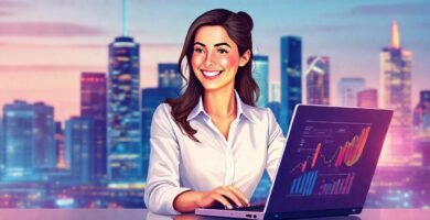 Una empresaria moderna triunfa digitalmente